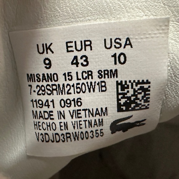 Men's Lacoste off white/blue/red style: Misano 15 LCR sneaker USA size 10 - Picture 7 of 7